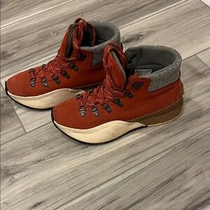 Sorel Red and Cream Hiking Boots